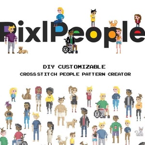 Mönsterskapare för korsstygn med människor - Anpassningsbara gör-det-själv-broderidesigner - Digital nedladdning - PixlPeople