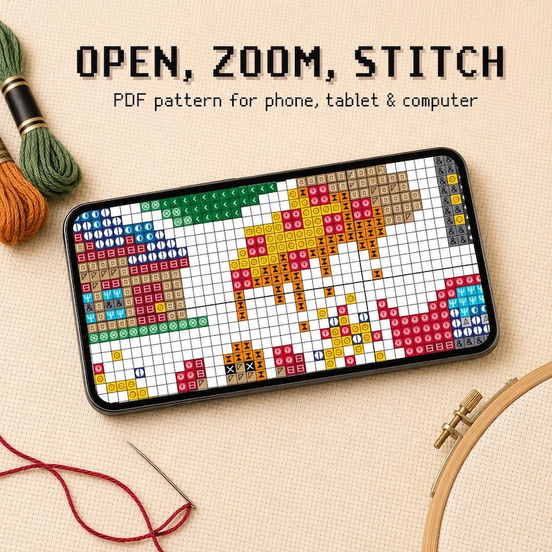 Dinosaur Cross Stitch Pattern: Colorful Prehistoric Embroidery (PDF Pattern) image 2