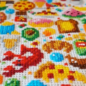 Food Cross stitch Pattern - PDF Pattern - Colourful Cross Stitch - Food Embroidery Pattern - Kawai Cross Stitch Pattern - Cool Cross Stitch