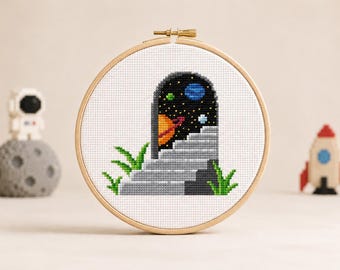 Doorway to Space Cross Stitch PDF | Portal Solar System Chart | Fantasy Embroidery
