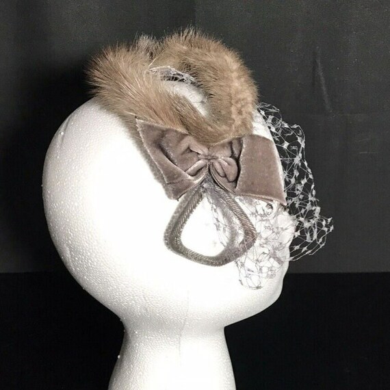 Vintage 50s - 60s Fur Double Headband Headpiece w… - image 2