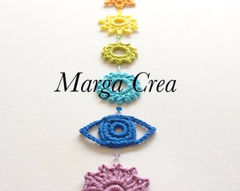 Chakras Crochet PDF easy Pattern Ornament for Meditation DIY (small size) /Patrón PDF fácil de Chakras a Crochet Decoración Yoga