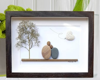 Lace wedding anniversary, 13th anniversary picture, 13th anniversary gift, Lace anniversary pebble art picture, Lace 13th anniversary gift