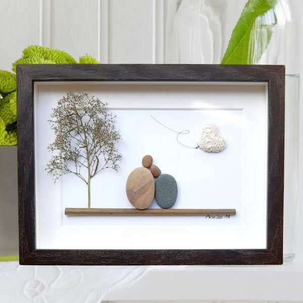 Lace wedding anniversary, 13th anniversary picture, 13th anniversary gift, Lace anniversary pebble art picture, Lace 13th anniversary gift