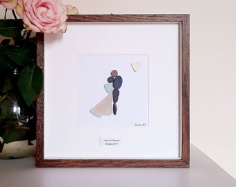 Wedding picture, Bride and groom wedding present, Wedding gift, Wedding pebble art frame, Personalised wedding gift,  Wedding pictures gifts