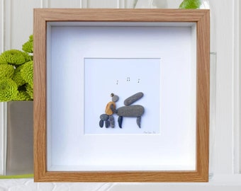 Pianist pebble picture, Piano player pebble, Pianist gift, Piano teacher, Pebble art piano, Music teacher gift, Keyboard, Music lover art