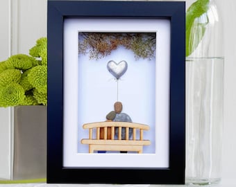 25th anniversary picture, Silver anniversary gift, Silver wedding anniversary, Pebble art picture, Couple 25th anniversary with silver heart