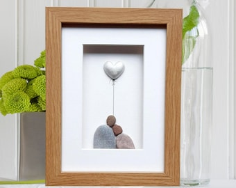 Pearl wedding anniversary, 30th anniversary picture, Pearl anniversary gift, Pebble art 30 picture, Couple 30th anniversary gift pearl heart