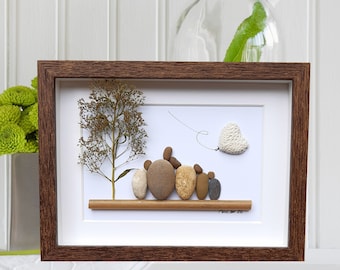 Family lace wedding anniversary, 13th anniversary picture, 13th anniversary gift, Lace anniversary pebble art, Lace 13th anniversary gift