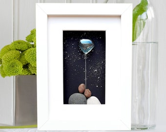 Crystal wedding anniversary, 15th anniversary picture, Crystal anniversary gift, Pebbleart picture, Couple 15th anniversary gift with heart