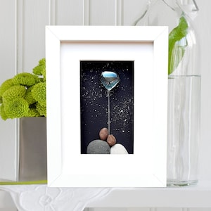 Crystal wedding anniversary, 15th anniversary picture, Crystal anniversary gift, Pebbleart picture, Couple 15th anniversary gift with heart