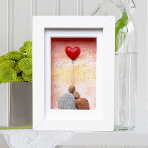 Ruby wedding anniversary, 40th anniversary picture, Ruby anniversary gift, Pebble art picture, 40th wedding anniversary gift with red heart