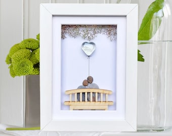 Crystal wedding anniversary, 15th anniversary picture, 15th anniversary gift, Crystal pebble art picture, Crystal (15th) anniversary present