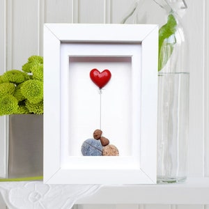 Ruby wedding anniversary, 40th anniversary picture, Ruby anniversary gift, Pebble art picture, 40th wedding anniversary gift with red heart