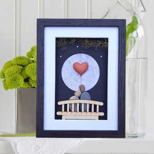 9. Jahrestag Bild bei Nacht, Keramik Jahrestagsgeschenk, Keramik Hochzeitsjubiläum 9., Paar 9. Jahrestag Keramik Herz, Vollmond