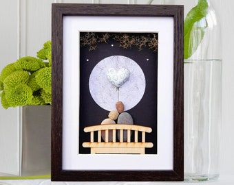 20th anniversary picture by night, China anniversary gift, China wedding anniversary 20th, Couple 20th anniversary china heart, Full moon