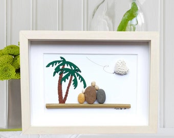 Family lace wedding anniversary, 13th anniversary picture, 13th anniversary gift, Lace anniversary pebble art, Lace 13th anniversary gift