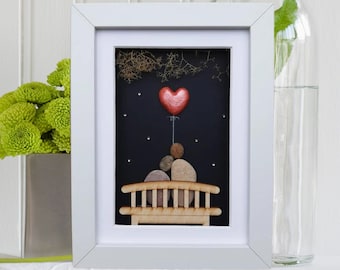 35th anniversary picture by night, Coral anniversary gift, Coral wedding anniversary 35th, Couple 35th anniversary gift with coral heart