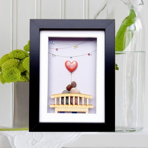 Coral anniversary gift, 35th anniversary picture, Coral (35th) wedding anniversary, Pebble art picture, Couple 35th anniversary coral heart