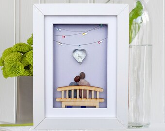 15th anniversary picture, Crystal wedding anniversary, 15th anniversary gift, Crystal pebble art picture, Crystal (15th) anniversary present