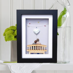 China anniversary gift, 20th anniversary picture, China (20th) wedding anniversary, Pebble art picture, Couple 20th anniversary china heart