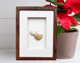 Wedding anniversary, Anniversary picture, Birthday gift, Love present, Anniversary gift, Pebbleart picture, Lovehearts, Pebble heart gift