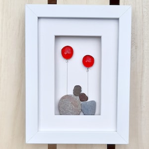 40th wedding anniversary with red balloons, Ruby wedding anniversary, 40th anniversary picture, Ruby anniversary gift, Pebble art picture