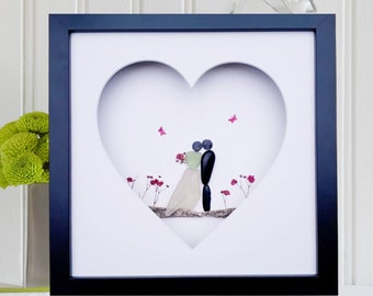 Wedding picture, Bride and groom wedding present, Wedding gift, Wedding pebble art frame, Personalised wedding gift,  Wedding pictures gifts