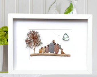 Crystal anniversary family gift, Family 15th wedding anniversary, Crystal anniversary picture, Pebble art, 15th anniversary crystal heart