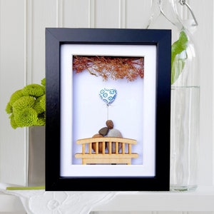 20th anniversary picture, China anniversary gift, China (20th) wedding anniversary, Pebble art picture, Couple 20th anniversary china heart