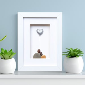 Platinum wedding anniversary, 70th anniversary picture, Platinum anniversary gift, Pebble art 70th, Couple 70th anniversary platinum heart