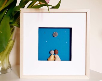 Always together, Stargazing picture, Anniversary present, Star gazing picture, Love pebble picture, Couple forever gift, Birthday present