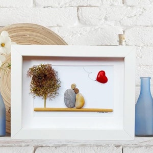 Ruby wedding anniversary, 40th anniversary picture, Ruby anniversary gift, Pebble art picture, 40th wedding anniversary gift with red heart