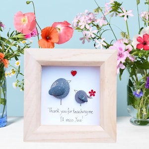 Teacher's Day gift, Thank you teacher pebble picture gift, End of school, Teacher present, Present for teacher, Graduation gift, Class gift