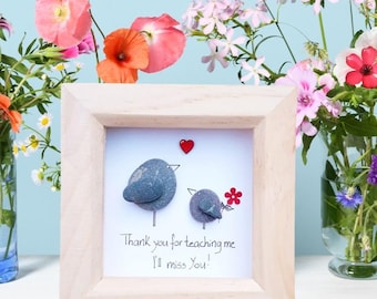 Teacher's Day gift, Thank you teacher pebble picture gift, End of school, Teacher present, Present for teacher, Graduation gift, Class gift