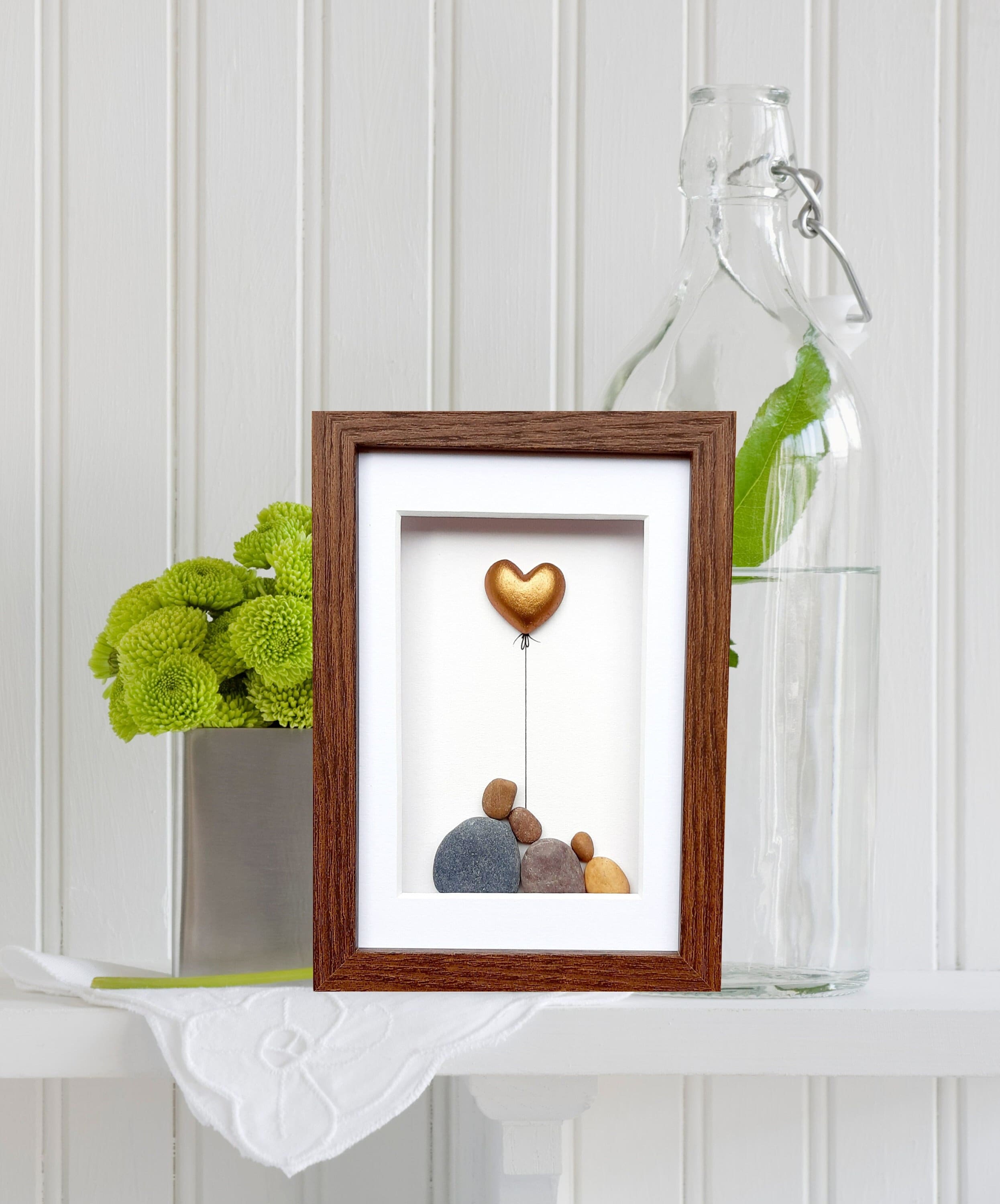 Foto di famiglia per l'anniversario di bronzo, 8° e 19° anniversario, regalo per l'anniversario di bronzo, regalo di coppia per l'8° o 19° anniversario con cuore in bronzo