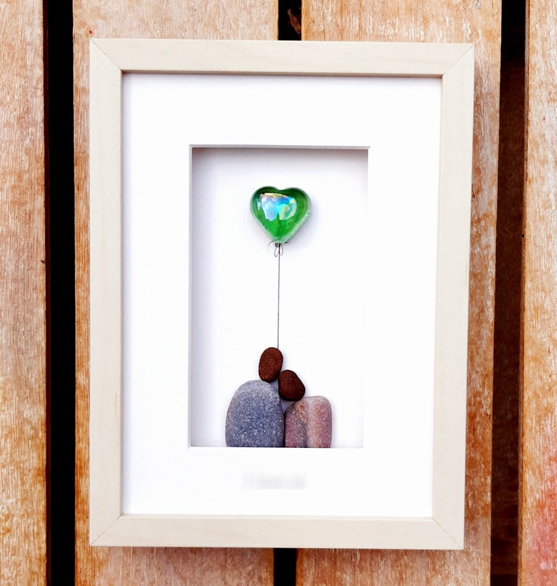 Opal wedding anniversary 24th anniversary picture Opal anniversary gift Pebbleart picture Couple 24th anniversary gift with opal heart image 7