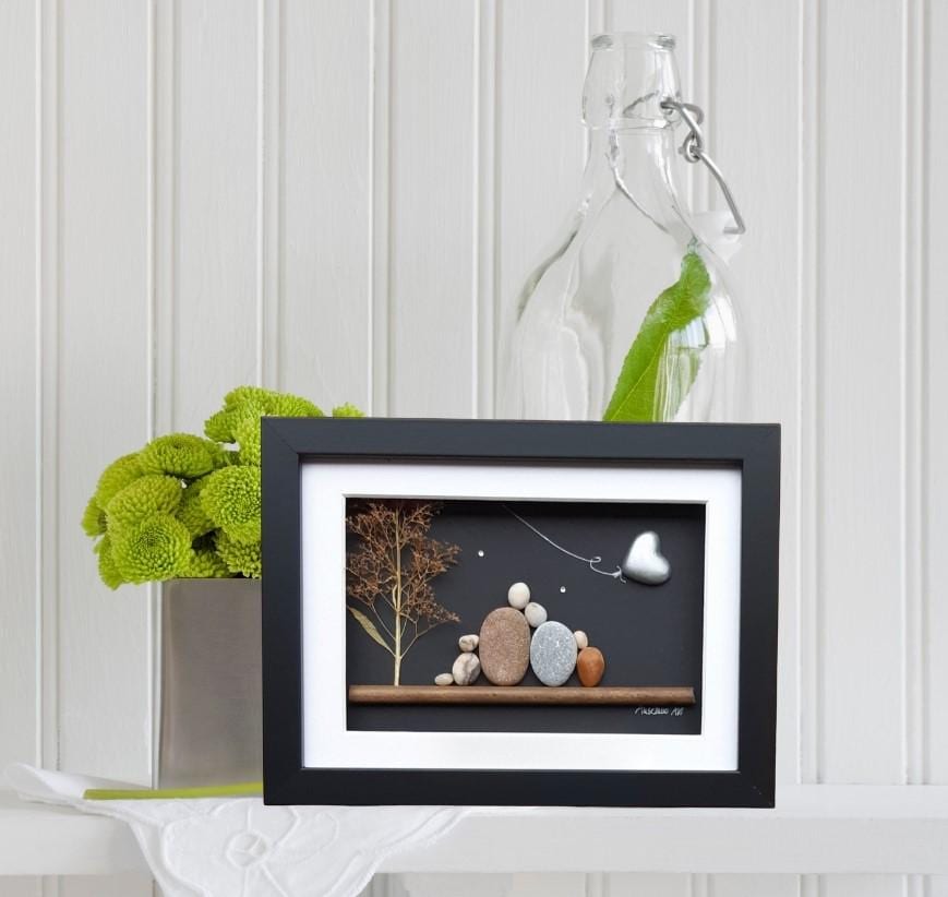 Family tin wedding anniversary, 10th anniversary picture, Tin anniversary family gift, 10th anniversary gift with tin colour heart, 10 years