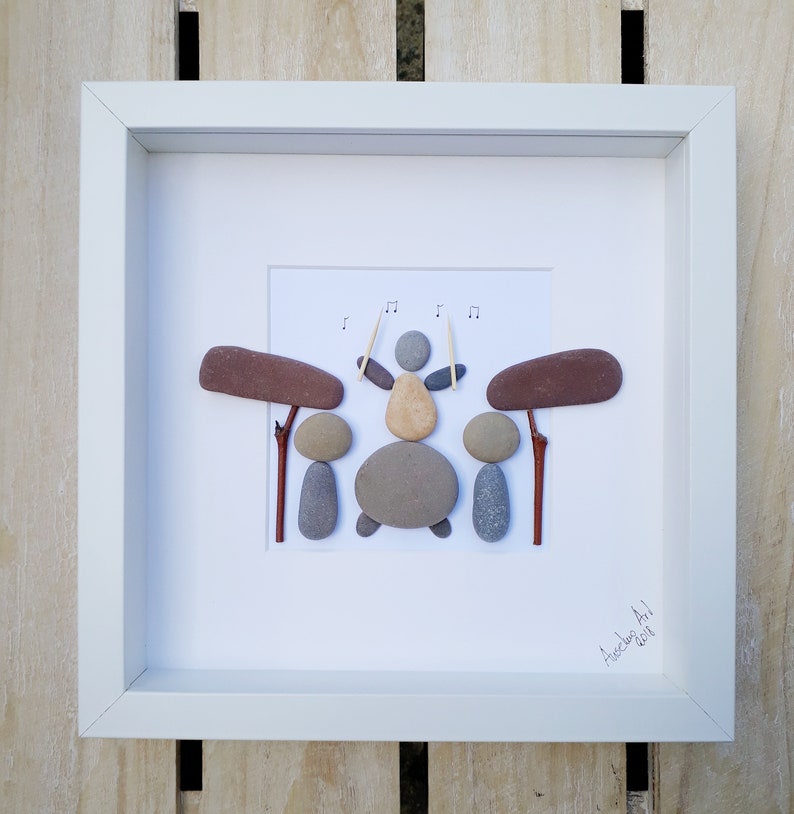 Drummer pebble picture Drummer gift Pebble art drum kit Etsy