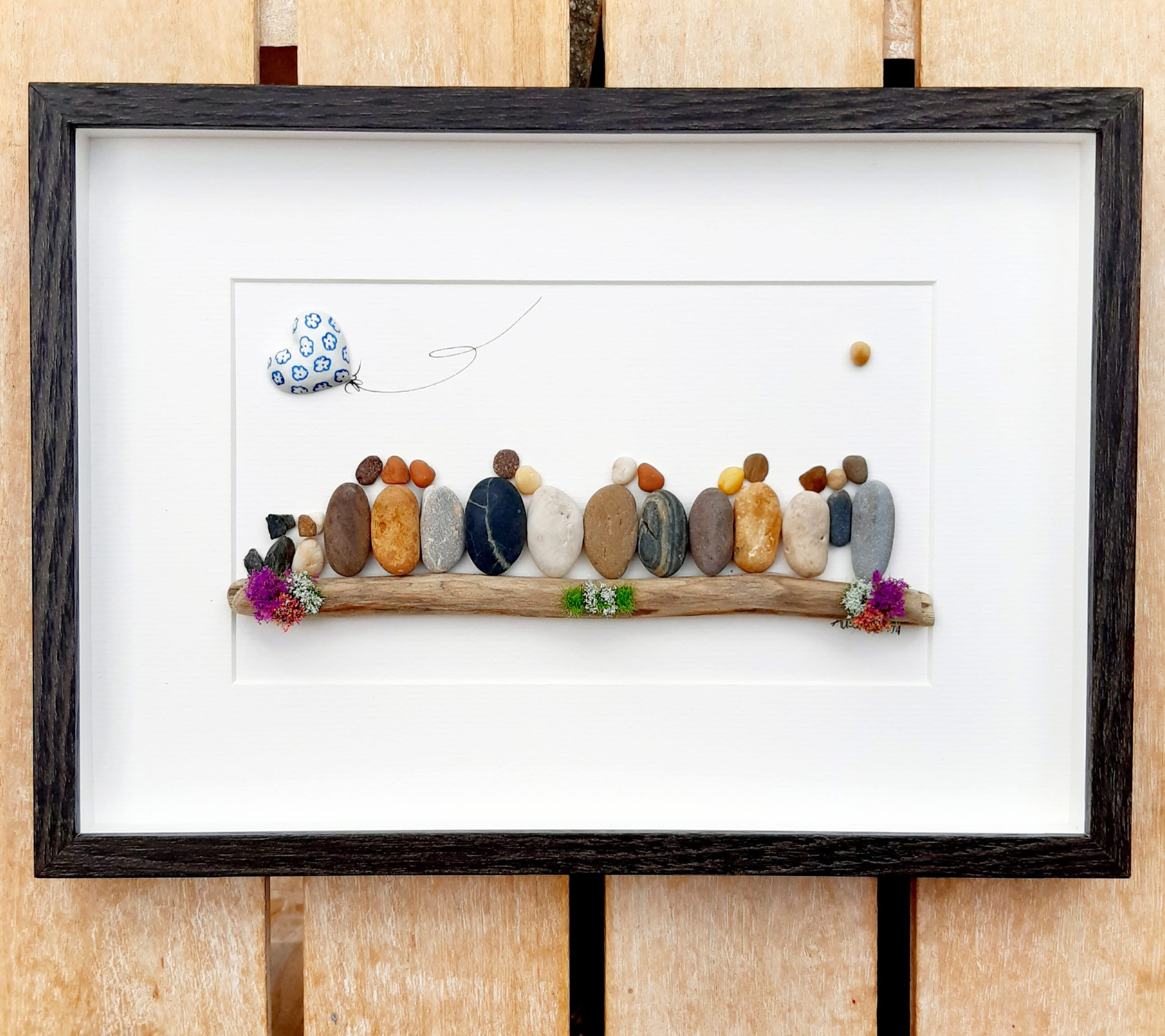 Large family china anniversary gift, 20th anniversary family of 16 picture, China wedding anniversary, Pebbleart gift, Family of 18 picture