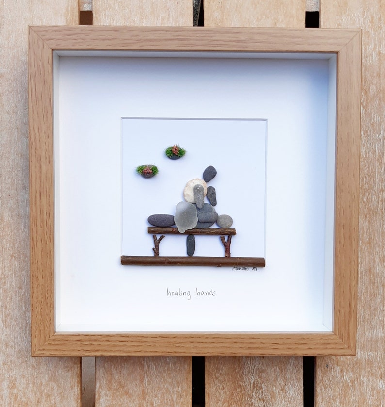 Massage Therapist pebble picture, Chiropractor framed pebble art, Massage therapy, Massage birthday gift, Sports massage, kieselsteinbilder image 8