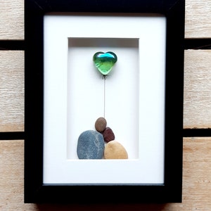 Opal wedding anniversary 24th anniversary picture Opal anniversary gift Pebbleart picture Couple 24th anniversary gift with opal heart image 5