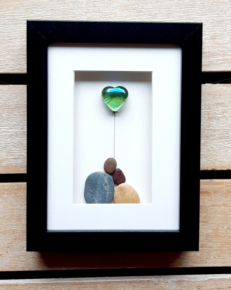 Opal wedding anniversary 24th anniversary picture Opal anniversary gift Pebbleart picture Couple 24th anniversary gift with opal heart image 5