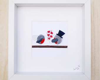 Wedding gift, Wedding pebble art frame, Pebble Art, Pebble picture, Personalised wedding gift, Mr and Mrs frame, Bride and groom pebble art