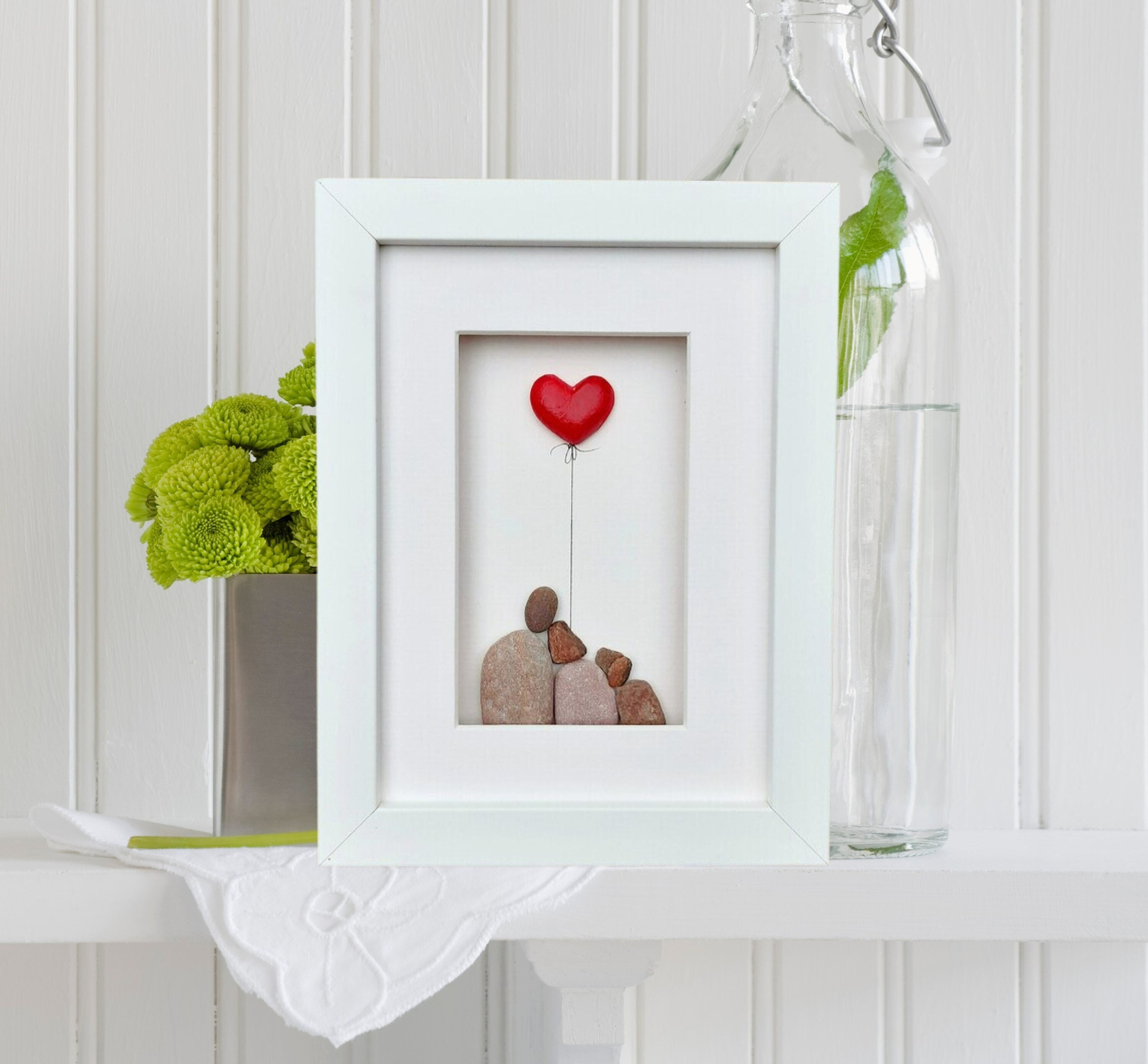 Couple with dog, Ruby wedding anniversary, 40th anniversary picture, Ruby anniversary red heart gift, 40th wedding anniversary gift with dog