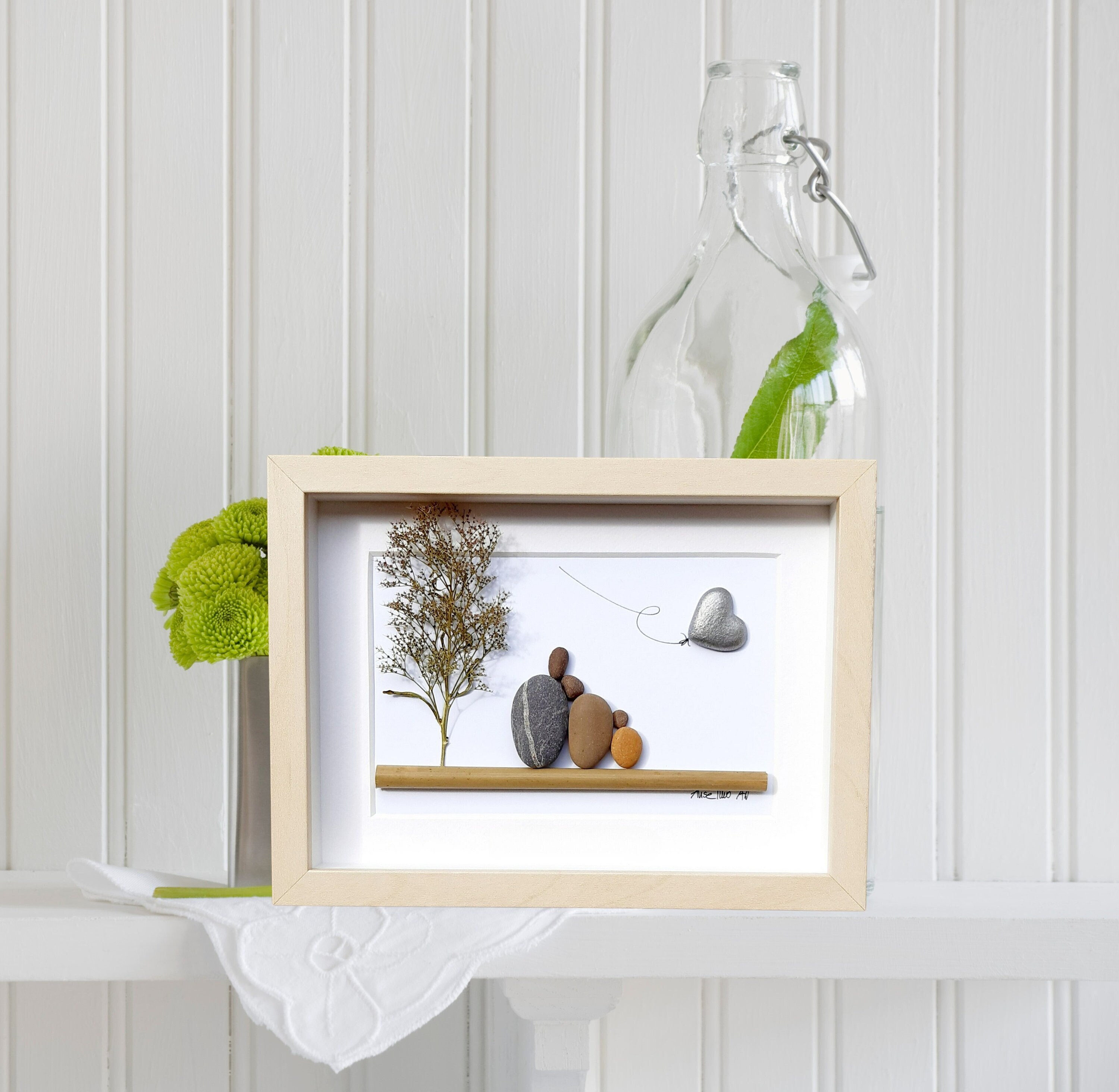 Family 6th wedding anniversary, Iron anniversary picture, Iron anniversary family gift, Pebbleart picture 6th, 6th anniversary iron heart