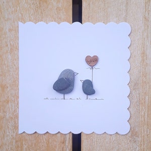 Dankeskarte, Ich liebe dich Postkarte, Einzigartige Kieselkarten, Happy Birthday Karte, Happy Anniversary Karte, Handgemachte Karten, Pebble Birds Postkarte