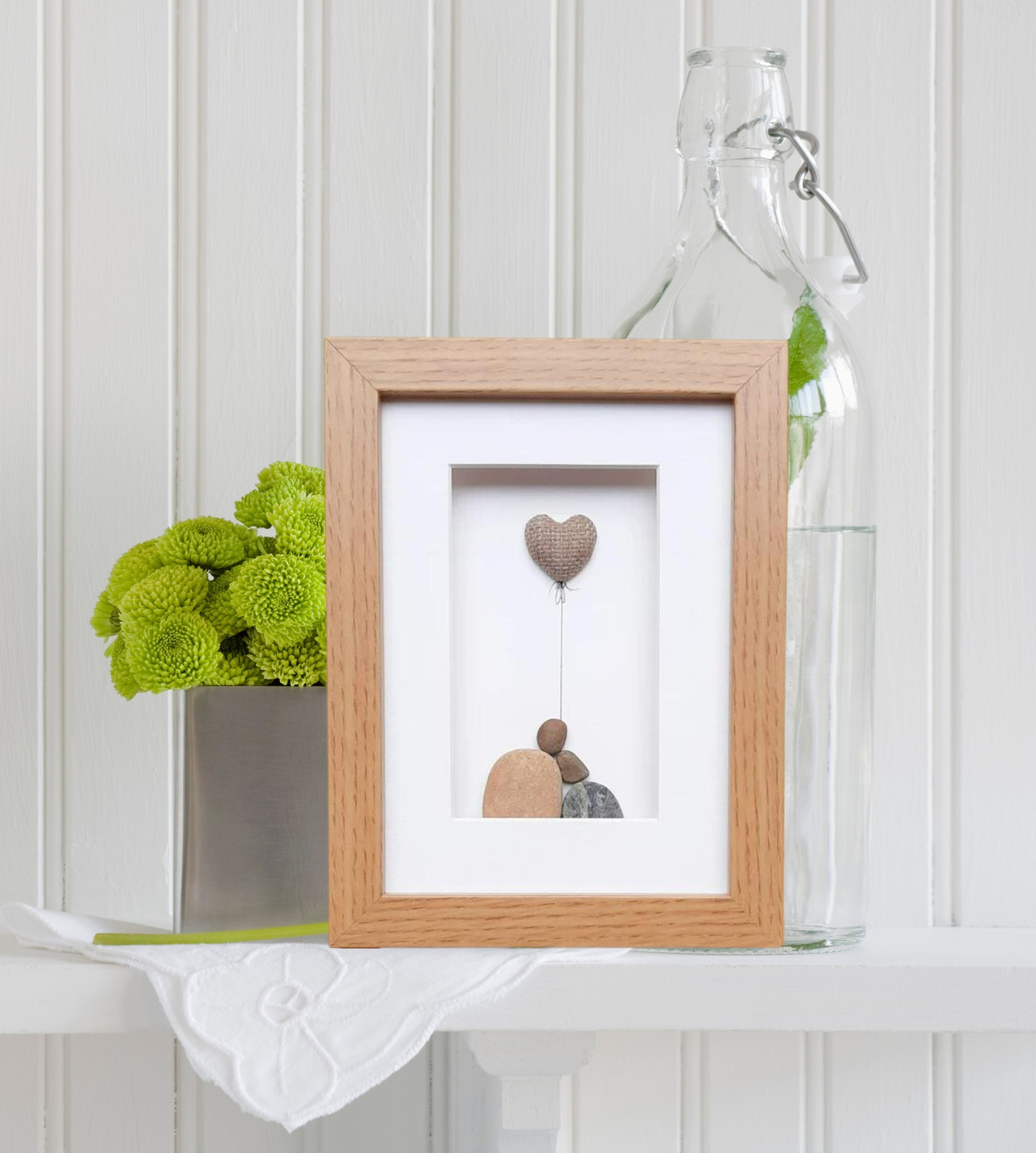 4th anniversary picture  Linen anniversary gift  Linen (4th) wedding anniversary  Pebbleart picture  Couple 4th anniversary with linen heart
