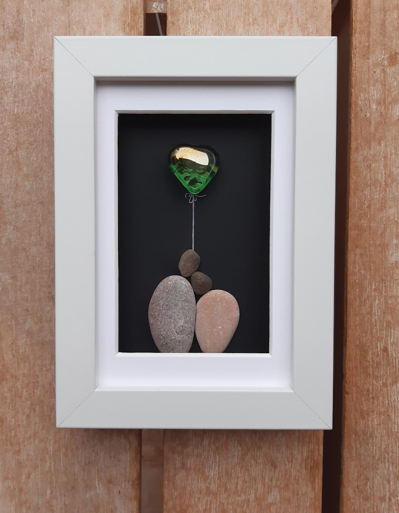 Opal wedding anniversary 24th anniversary picture Opal anniversary gift Pebbleart picture Couple 24th anniversary gift with opal heart image 4