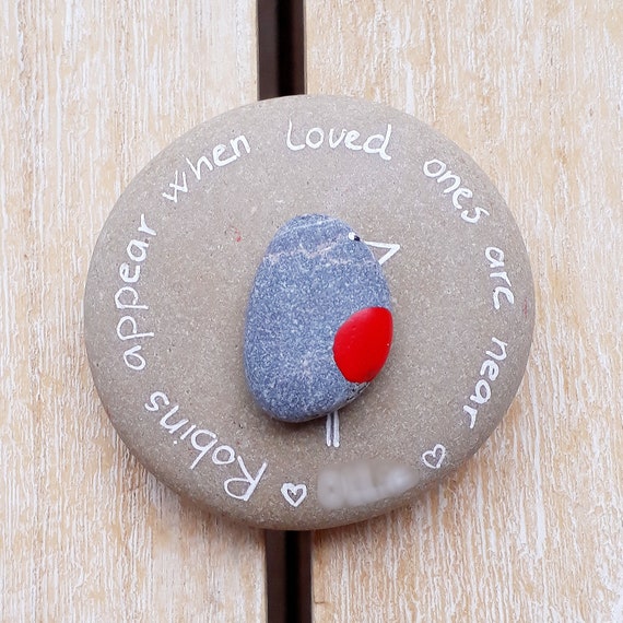 Remembrance keepsake, Memorial pebble, Grave ornament, Painted robin, Robin on a pebble, Pebble art gift, Grave art, Memorial robin stone